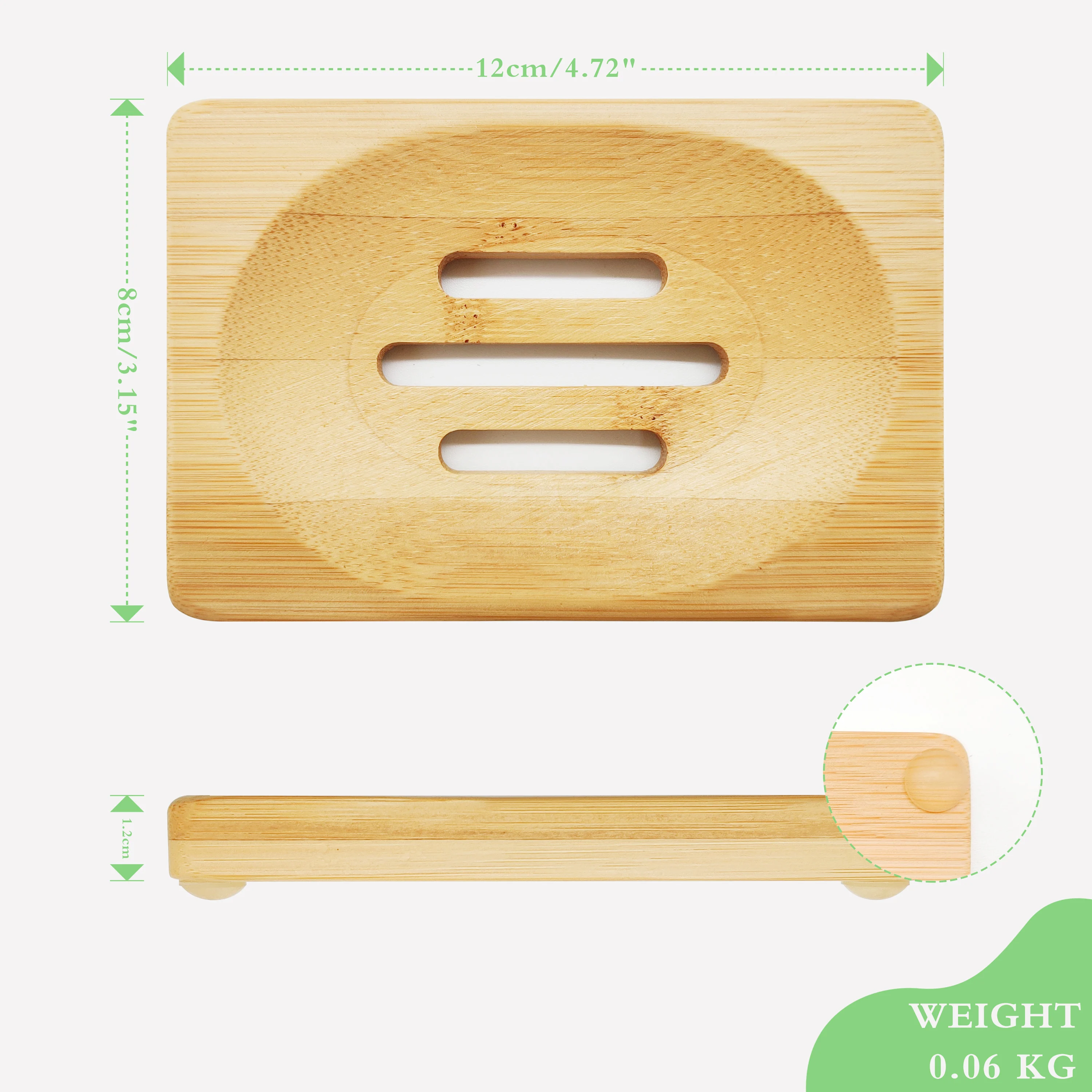Durable Eco-Friendly Anti-Mildew Draining Sanitary Bamboo Box Custom Shape Soap Dish Wooden Sopa Dish Bamboo