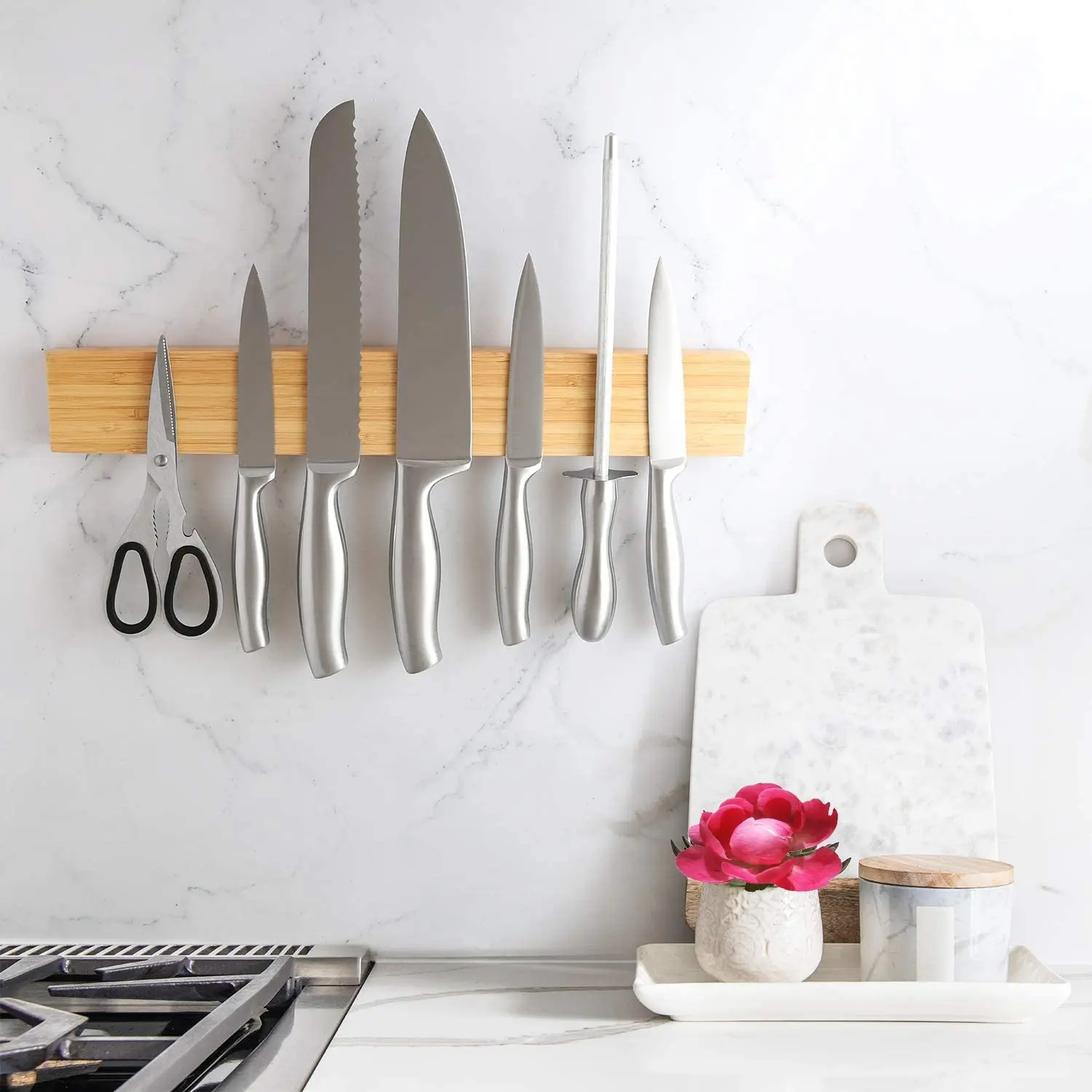 16 Inch Bamboo Wood Professional magnetic knife holder magnetic knife strip for wall mount
