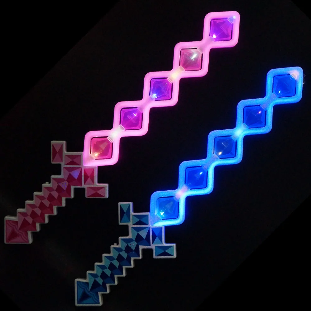 Hot Sale New Style Led Flashing Plastic Pixel Diamond shining Light up sword toy