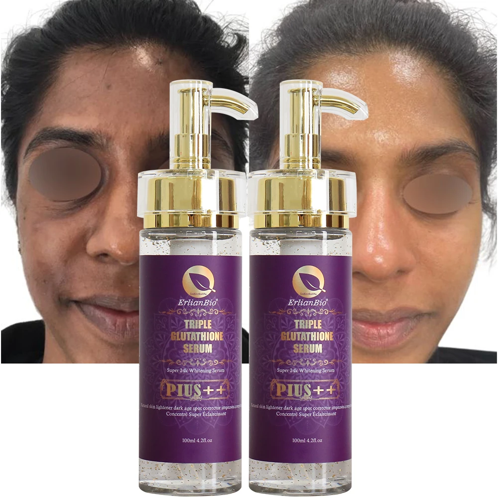 Effective 100Ml Triple Glutathione Whitening Serum Oil Refreshing Smooth Skin Serum 24K Gold Foil Firming Brightening Skin Serum