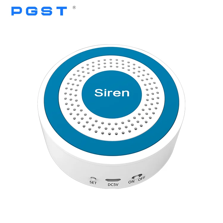 PGST Portable USB Indoor Wireless Strobe Siren Alarm with Built-in Battery Backup can be connected door sensor smoke alarm gas