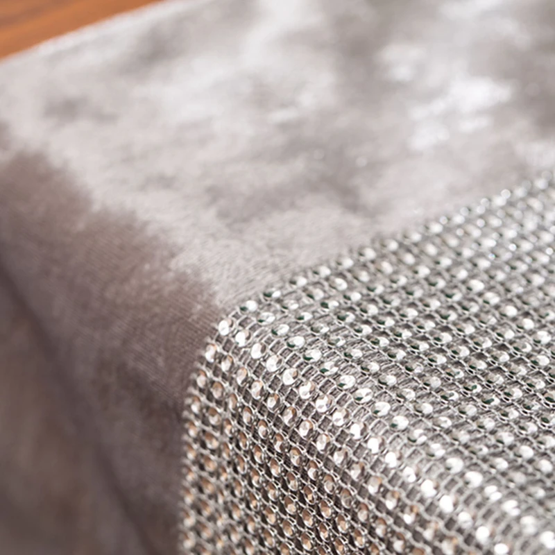 i@home metallic glitter fringe contemporary light grey winter velvet table runner for long table