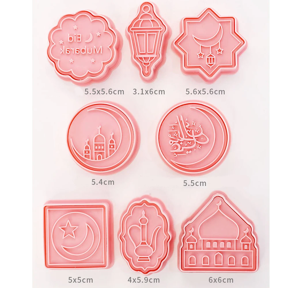 Superwin New 2022 Biscuit Mould Diy 3D Baking Tools Plastic Ramadan Cookie Cutter Eid Mubarak Cake Mold For Islamic Muslim