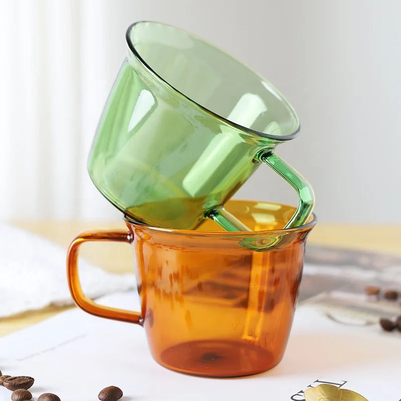 Cold Drinking Coffee Glasses Colorful High Borosilicate Glass Tea Cups Milk Mug Water Glass Cups With Handle