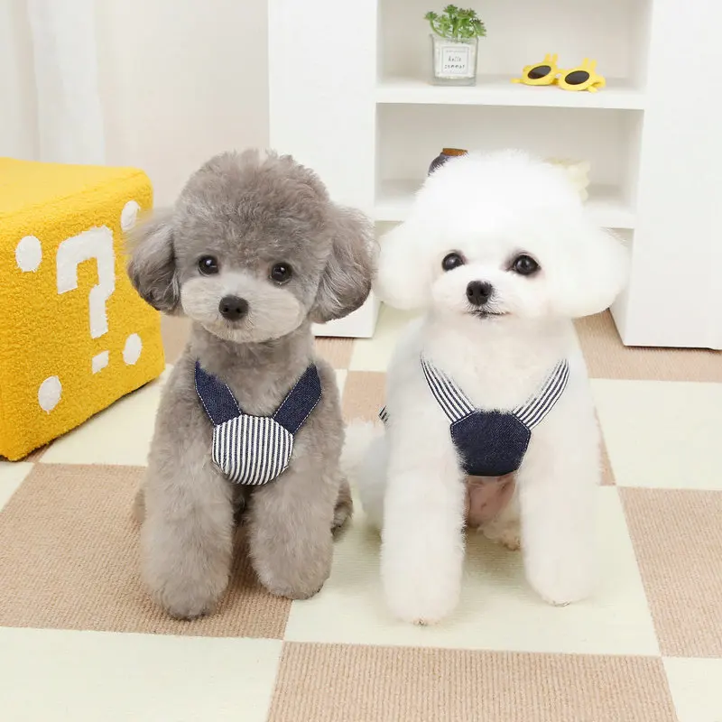 Designer Denim Clothes for Dog Cute Bear Pattern Pet Overall Dress Dog Clothes High Quality
