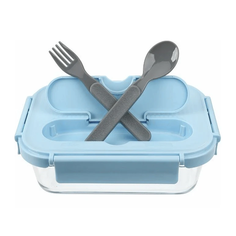 Оптовая продажа боросиликатный стеклянный Ланч-бокс IKOO с посудой и растягивающейся крышкой