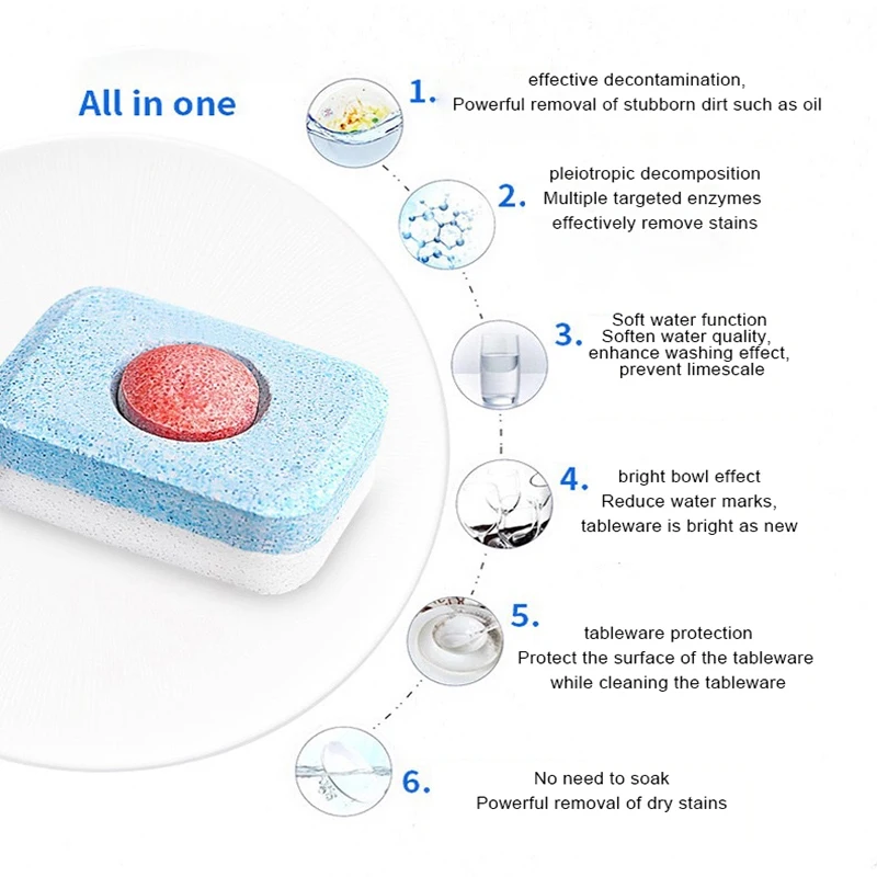 30g All-In-One Decontamination And Oil-Stained Tableware Dishwasher Special Dishwashing Tablet Detergent Dishwashing Tablet