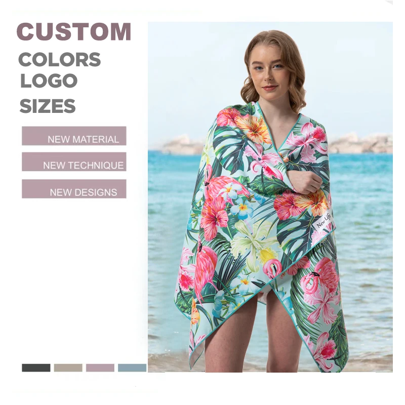 Super absorbent bath towel for summer rectangle customized beach towels portable sand free beach towel