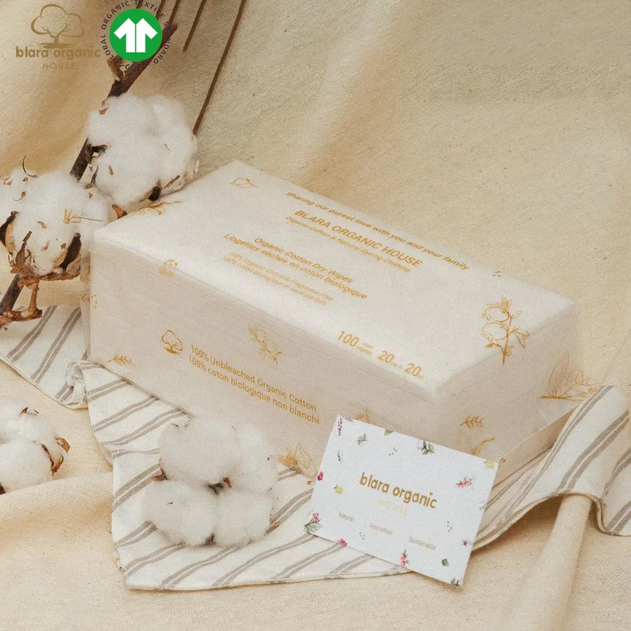 Мягкие салфетки Blara, не содержащие дерево, 100% Органические детские сухие и влажные хлопковые салфетки двойного назначения без химикатов, отбеливатель