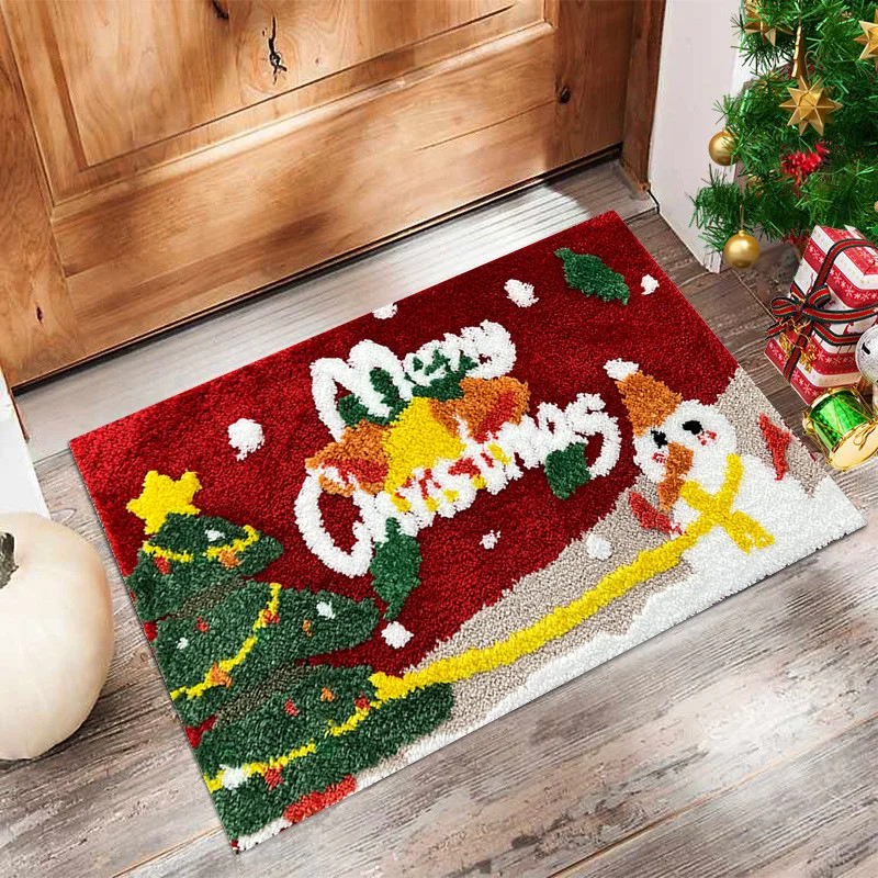 Bathroom Door Mat Water Absorbing Household Entrance Door Mat 3D Three-dimensional Tufted  Christmas Carpet