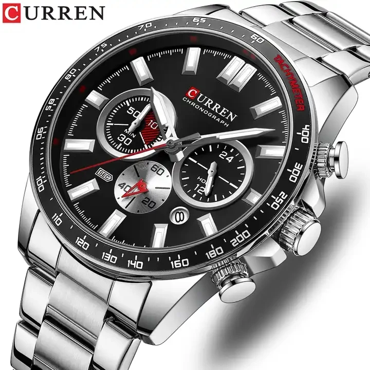 CURREN 8418 Man WristWatch Waterproof Chronograph Men Watch Military Green Top New Luxury Stainless Steel Sport Male Clock