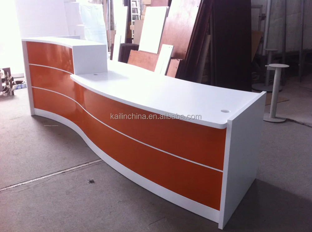 KL-RT018 modern high quality factory directly sell green material customized veneer office reception table front counter OEM