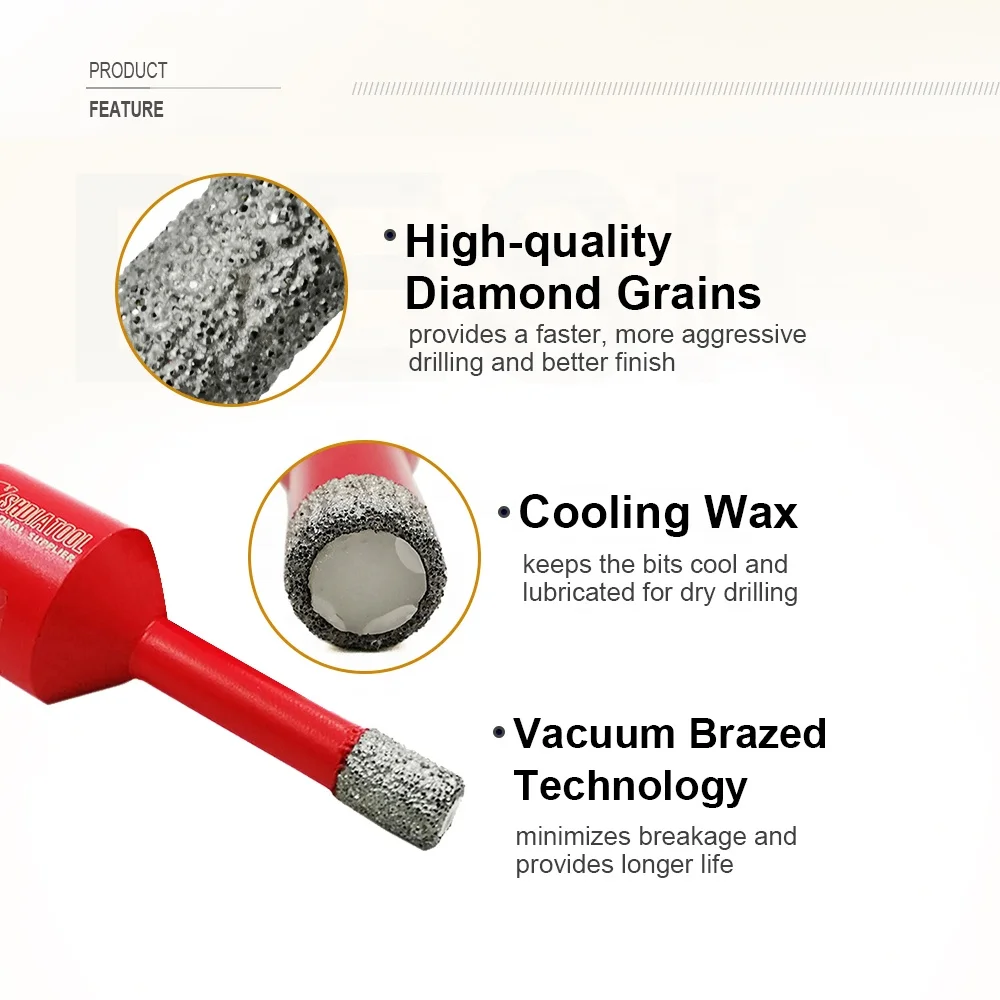 Vacuum Brazed Diamond Core Drill Bits Diameter 6-125mm For Stone Granite Marble And Porcelain Ceramic Tile