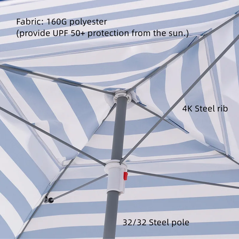 High Quality White and Blue Stripe Pattern Portable Square Sun Protection Pop Up Beach Umbrella Canopy Cabana Tent