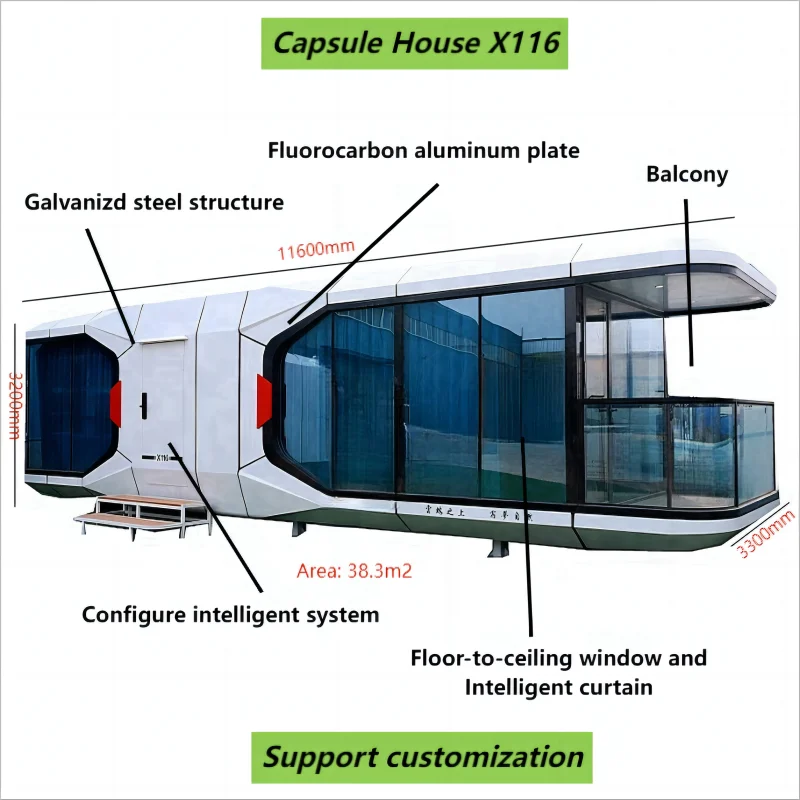 Modern Design Complete Smart System Room Mobile Capsule Container Prefab Space House Modular Hotel Extendable Lakeside Cabin