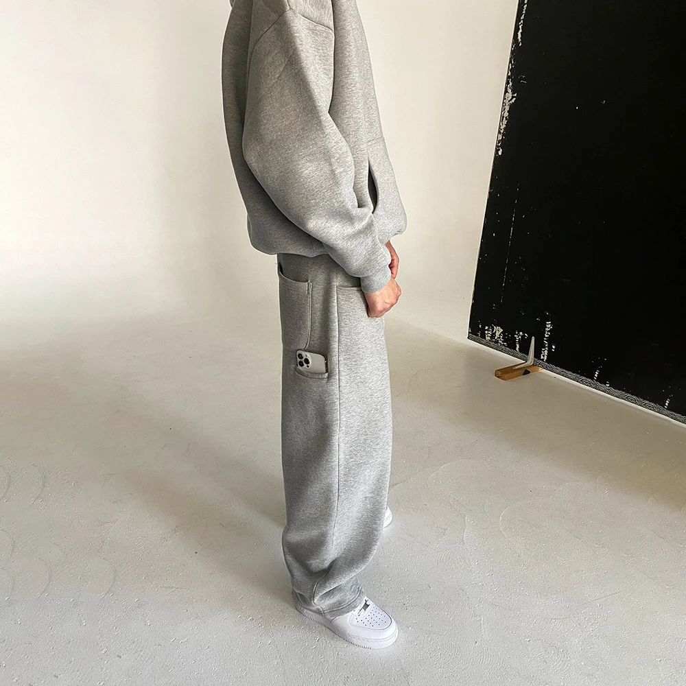 Custom plain sportswear jogger outfits sweatpants and hoodie set french terry 100 cotton sweatsuit blank homme tracksuit for men