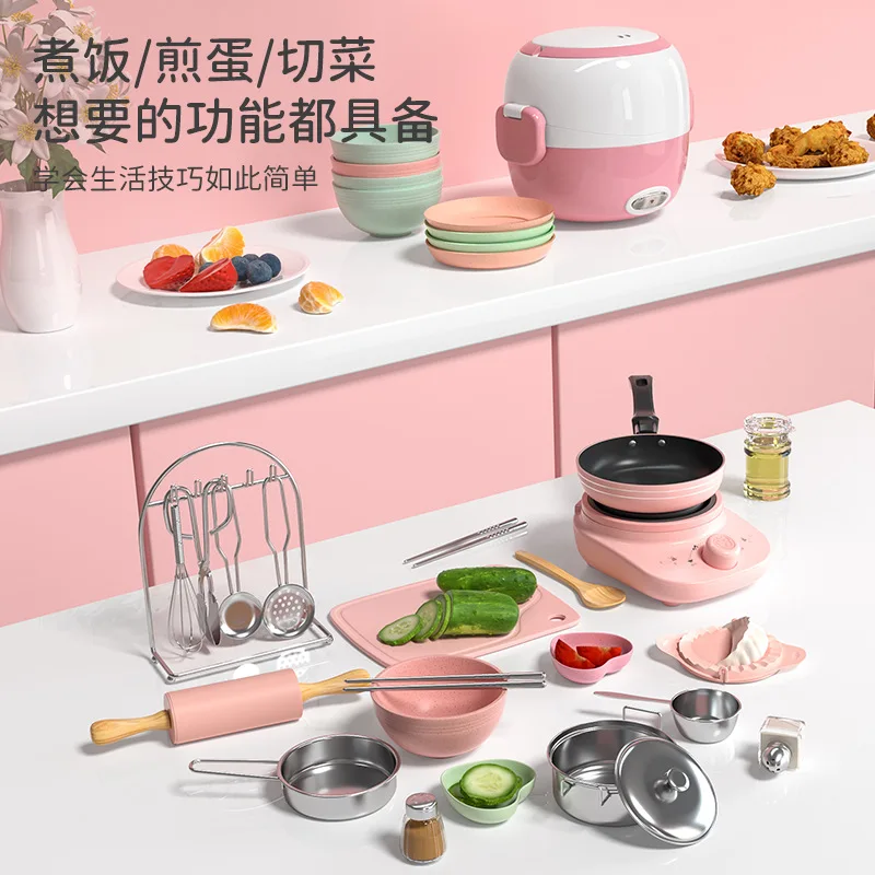 Portable play DIY mini kitchen toys real cooking set for kids 40 pcs set