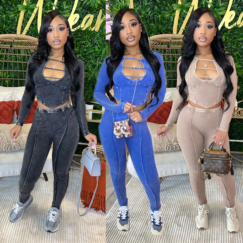 Bomblook ASST183 Autumn Pit Strip Solid Color Fit Women Pants Sets Winter Sets For Women Modest Sets