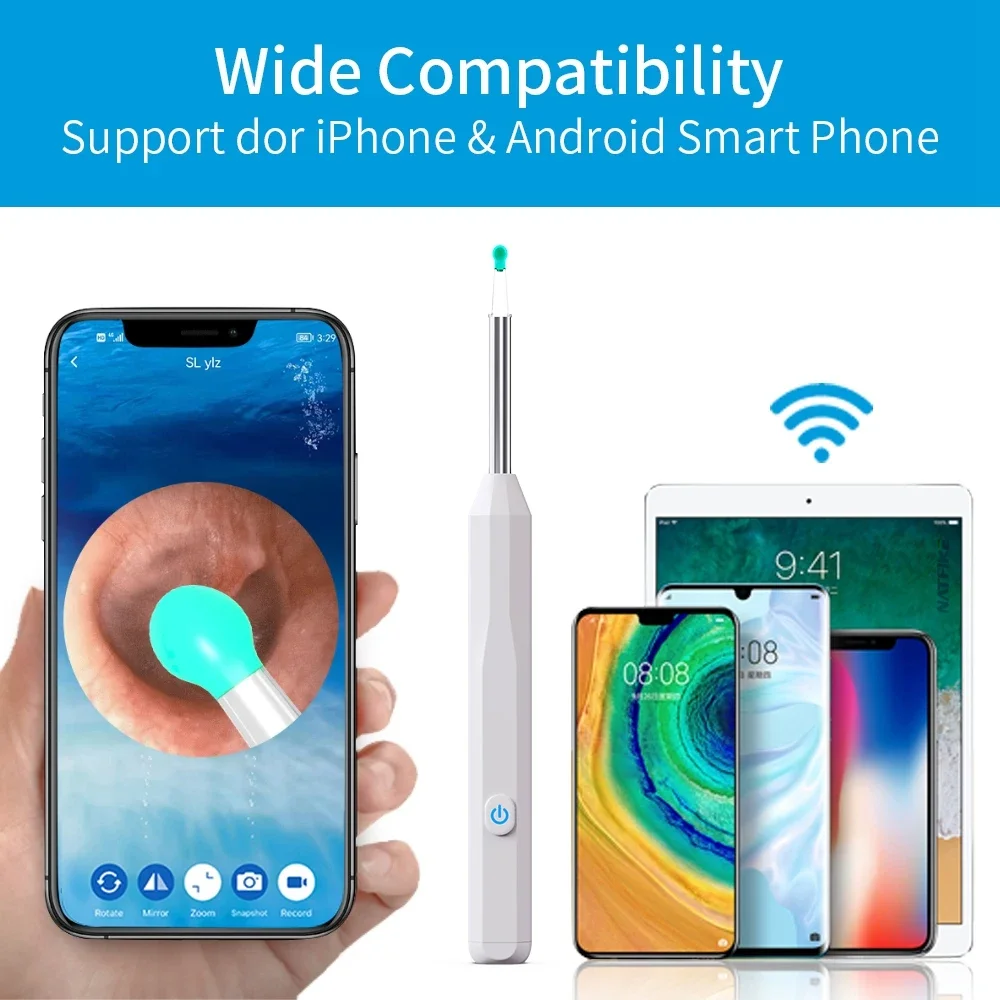 Home Use Portable Wifi Otoscope Camera Ear Wax Remover Intelligent  Visual Ear Cleaner Ear Wax Cleaner