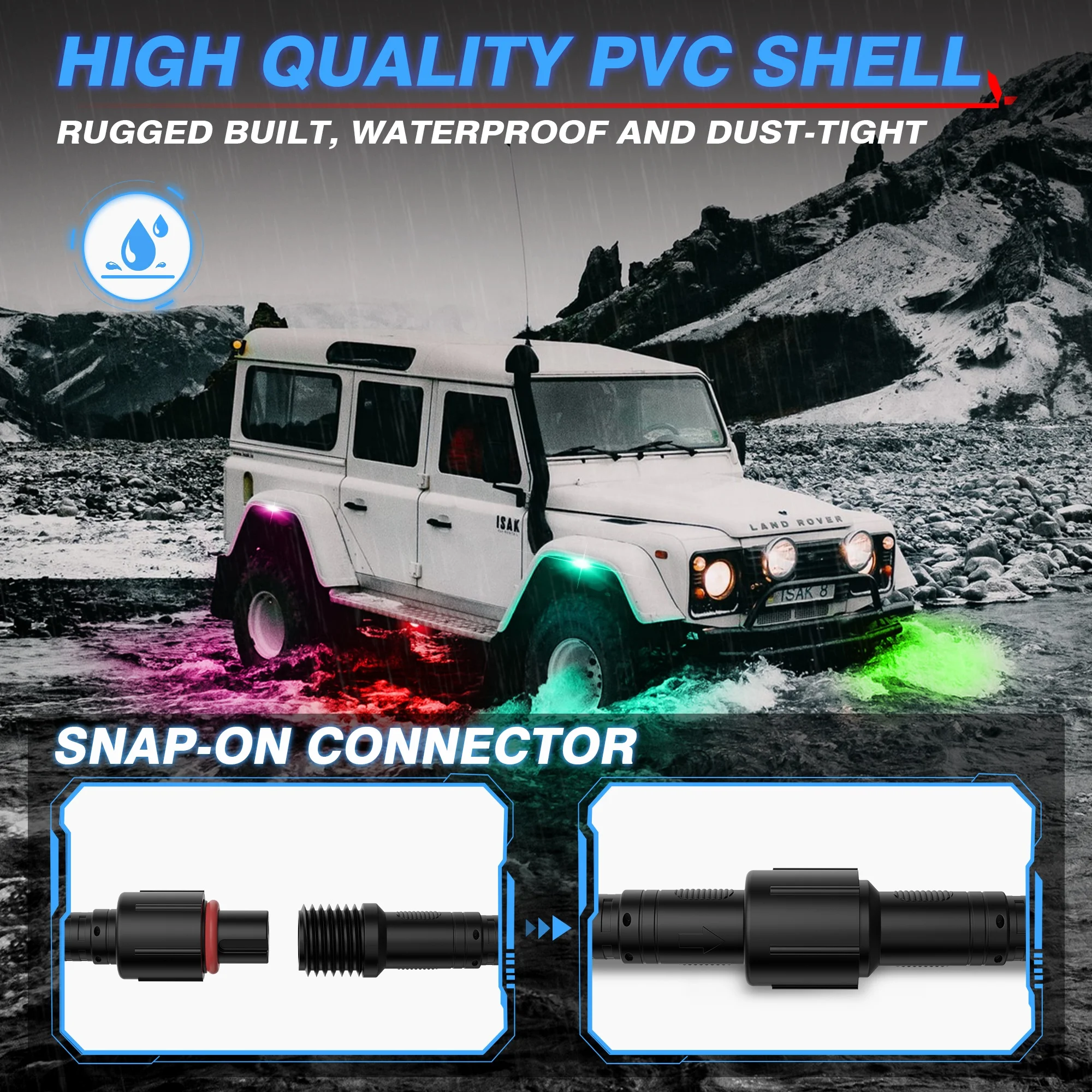 MICTUNING 6.56FT Wire Cable for RGB+IC C2 V1 W1 Series Lights and P1s Switch Panel 3-Pin Extension Cord