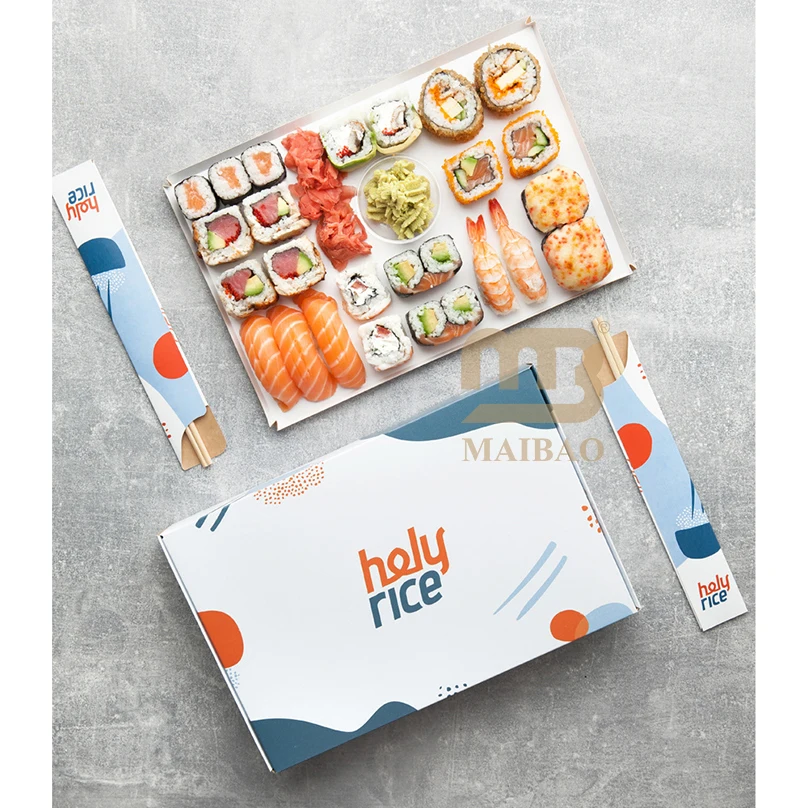 custom Japanese Food restaurant takeout Tuna omakase sashimi Tempura ramen sushi Paper slide Box slice to go bento Packaging
