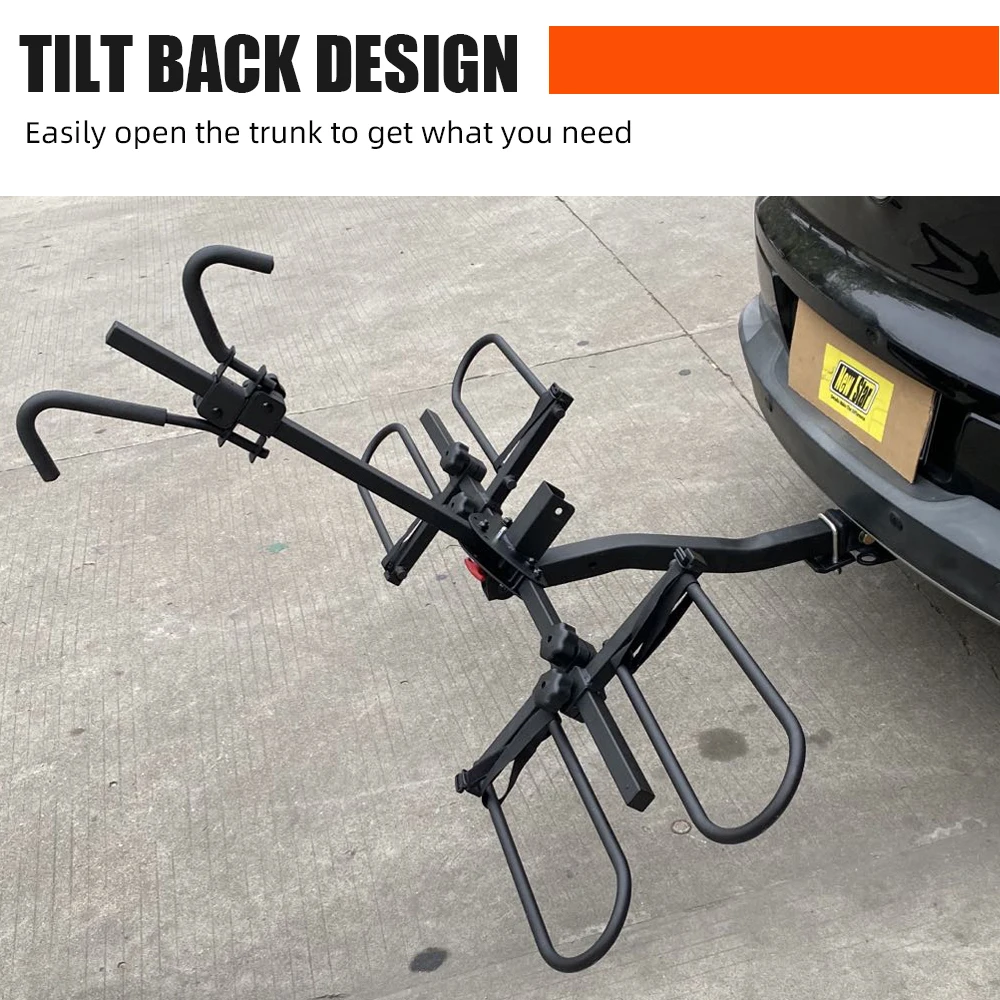 Tiltable 2 e-bikes Fit 17-29 inch Wheel Hitch Mount Standard and Fat Tire Electric Bike Rack for RV SUV Car Vehicle