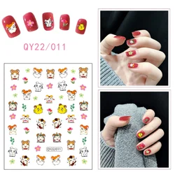 Nail Decals Sticker Bear Cartoon Cute Nail Art Water Stickers Tips DIY Decoration 3D Fruit Flower Branch Graffiti Abstract Paint