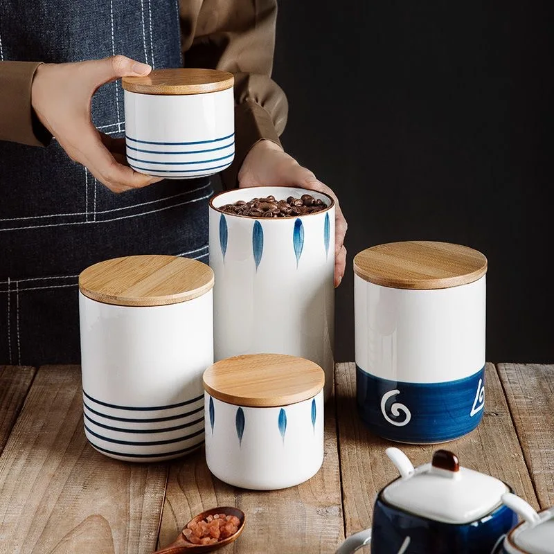 2024 Wholesale High Quality ceramic Storage Jar coffee Jar Round Glass Containers Jars With Llids For Kichen