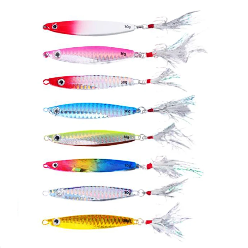 New arrival 5-80g IMA metal jig lure cheap laser jigger bait with terrible feather hooks
