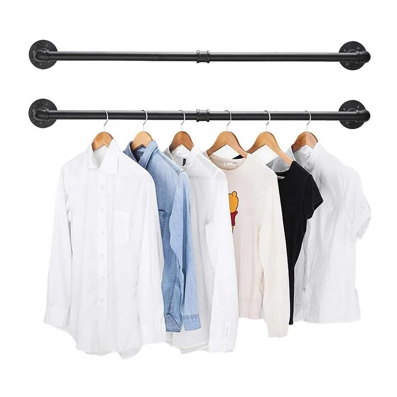Wall Mount Easy Hanging Clothes Display Pipe Clothes Racks For Clothing Store