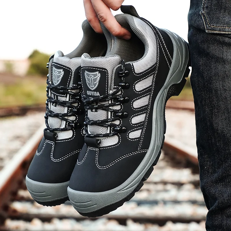 GUYISA puncture proof work breathable light weight sports steel toe safety shoes boots hiking shoes