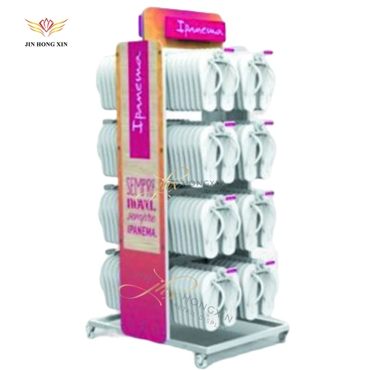 Fashionable department store used floor metal trade show slipper shoe hook chips snack hanging food display stand