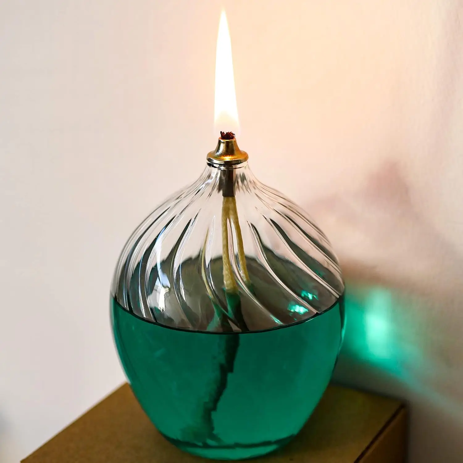 Custom Top Creative Clear Striped Glass Kerosene Lamp Oil Candle