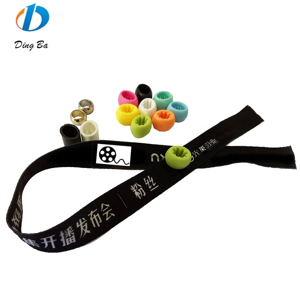 Promotional Fastener Satin Clip Ribbon Fabric Textile Woven Wristbands For Music Festival Events