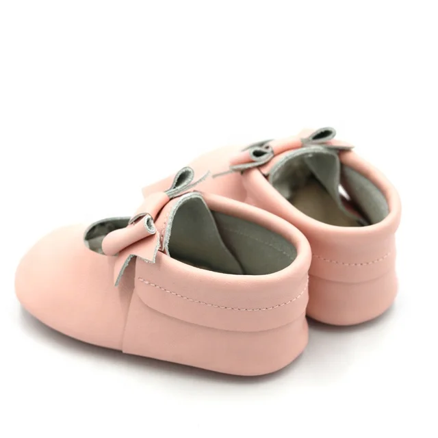 
Bowknot Princess Genuine Leather Bordered Soft Sole Slip-on First Walking Baby Shoes 