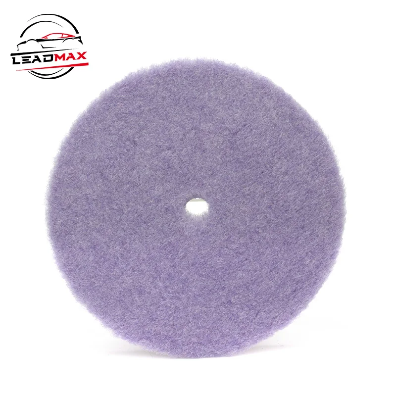 100% White Pure Wool 5-inch Buffing Pad High Quality Wool Buffing Pads Medium Cutting Customizable OEM Car Care Polishing Pads