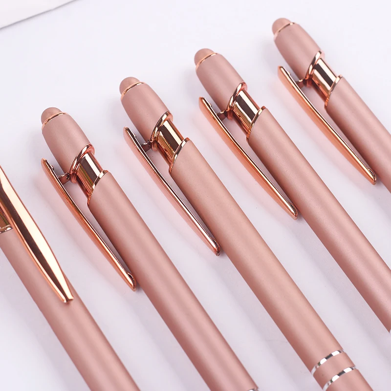 Wholesale custom Ball Point Pen Rubber Rose Gold Ballpoint pen Advertising Personalized Metal Best Writing Promotion Gift gold