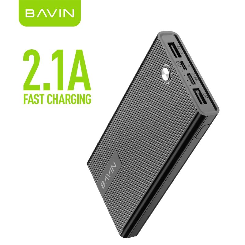 BAVIN PC050 Wholesale Price Portable Large Capacity 10000mAh Power Bank 2 USB Port 2.1A Output Fast Charging Slim PowerBank