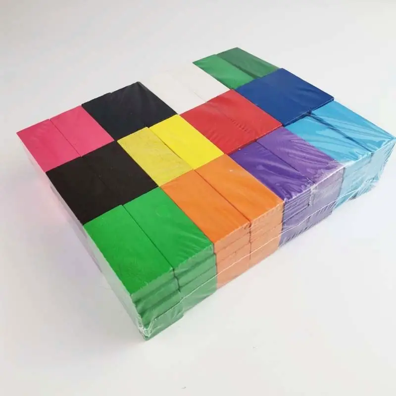 Custom Colorful Wood Domino Blocks Set Racing Toy Game Building Wooden Stacking Toy Blocks For Tables Playing Box