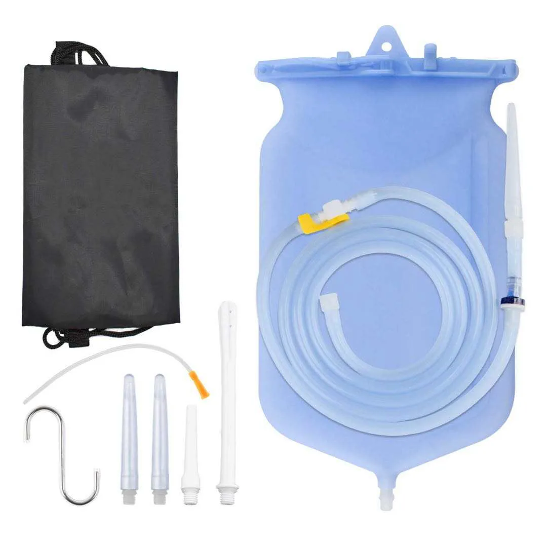 sealing clip type silicone enema bag home use enema kit with bag