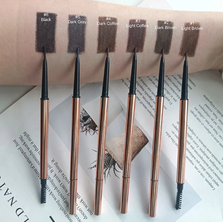 New gold ultra slim Eyebrow pencil private label brown colors vegan Eyebrow pencil waterproof