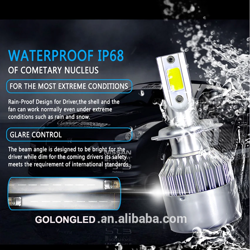 
Factory Super Bright 12000lm 3800LM COB 36W 72W C r e e Bombillo Kit Mini Lights H3 H7 9005 9006 H1 H4 led Headlight C6 