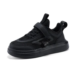 2022 Custom Kids Comfortable Flat Casual Sports Shoes Mesh Breathable Children Black White School Shoes Junior Girl Boy Sneakers