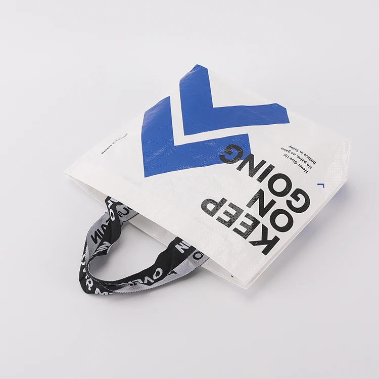 Custom reusable grocery eco friendly RPET non woven handled shopping PP woven bag