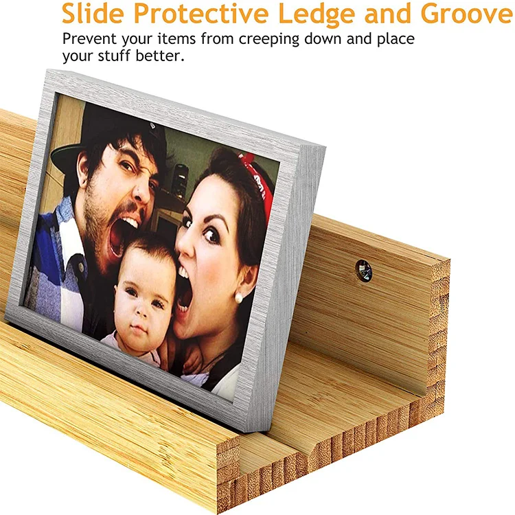  2 piece set of wall-mounted bamboo storage shelf wall display corner for bedroom living room bathroom