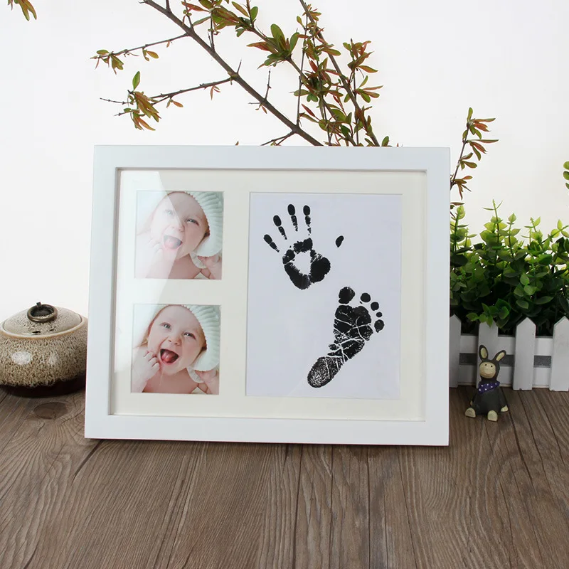 High quality Hot Child gifts 8x10 white baby handprint and footprint impression casting deep shadow box display picture frame