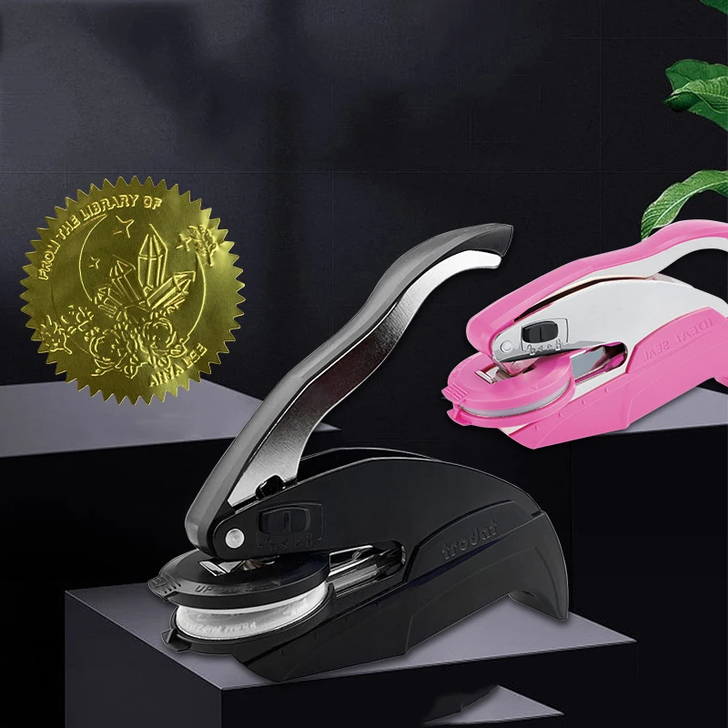 Bright Silver Embossing Office use popular personalized logo design seal Stamp Machine Wedding Invitation