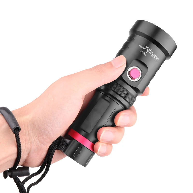 High quality waterproof 5000 lumen  equipment diving powerful led flashlight  IP68 diving flashlight