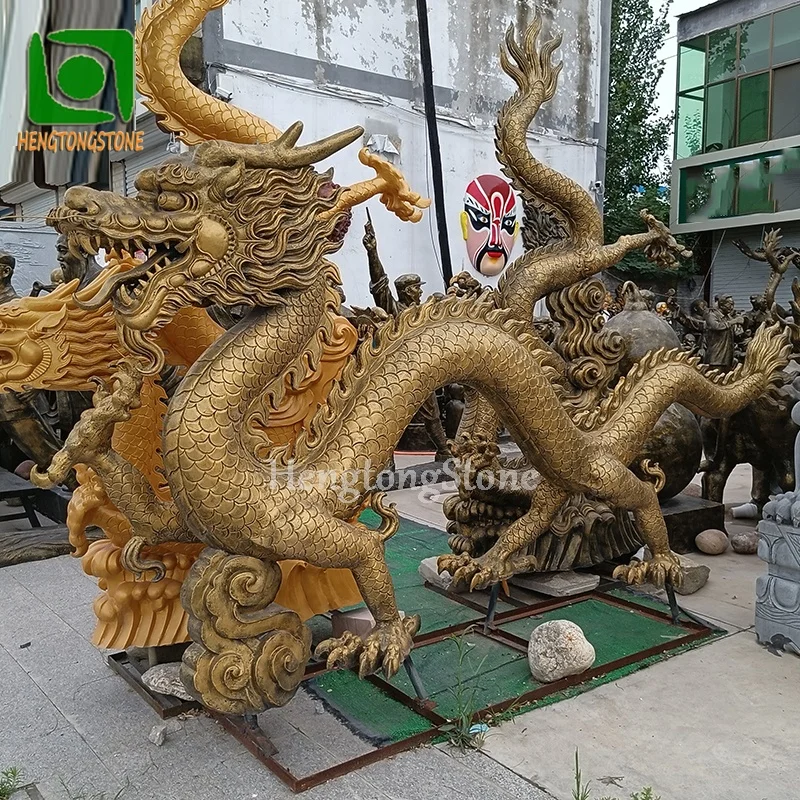Большая уличная статуэтка в китайском стиле из стекловолокна и дракона животного смолы