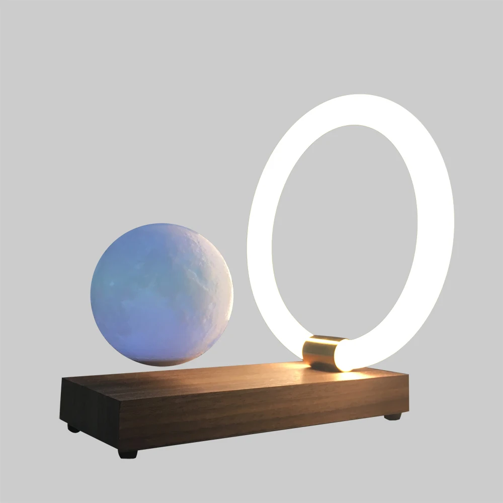Light Up Bar Table Wooden Lamp Round Shade 6W Desk Lamp Plastic Small Portable Magnetic Levitation LED Light Table for Kids